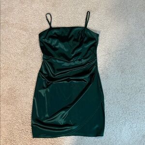 Emerald Sundae Green Satin Ruched Mini Dress XL Dance Party